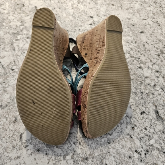 Size 10 Cork Wedge Colorful Heeled Sandals - Picture 9 of 10